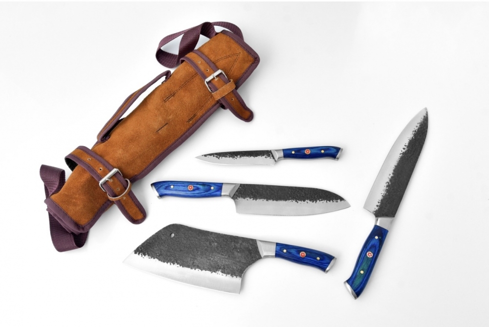 Hand Forged High Carbon Steel 1095 Chef Set 