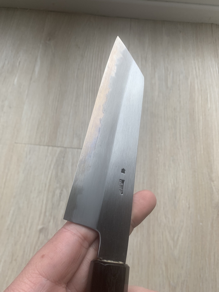 Kikuzuki Kasumi Kiritsuke Santoku Shirogami #2 180mm