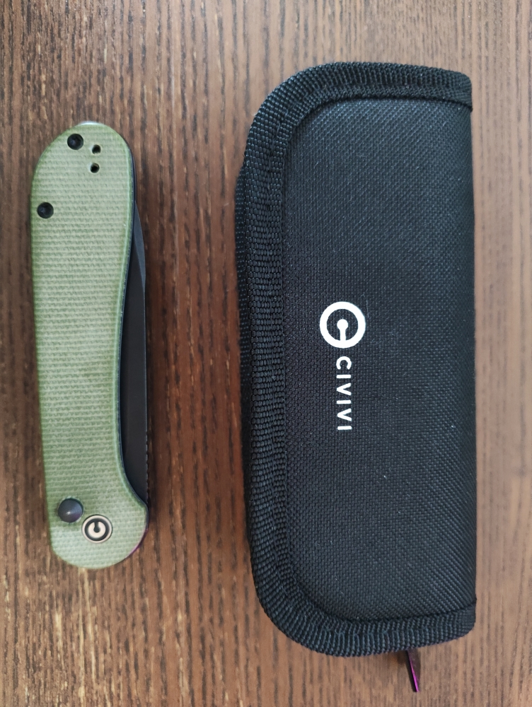 Civivi Elementum Button lock 1 Black, Olive Micarta (lightly used)
