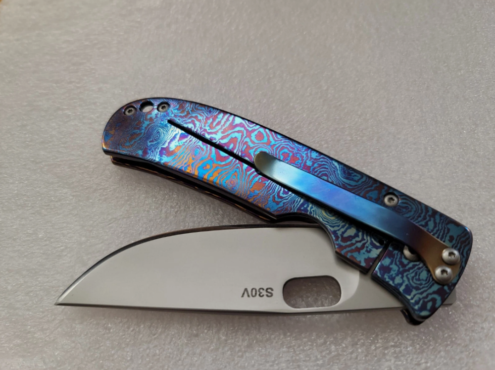 Tom Mayo Knives Custom Full Timascus Medium Covert TNT, One-Off Prototype