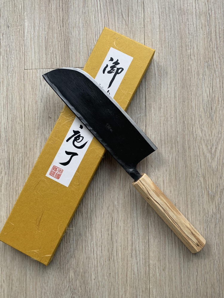Suzuki Uchi Hamono Shirogami 2 Single Bevel Black Nakiri 165mm