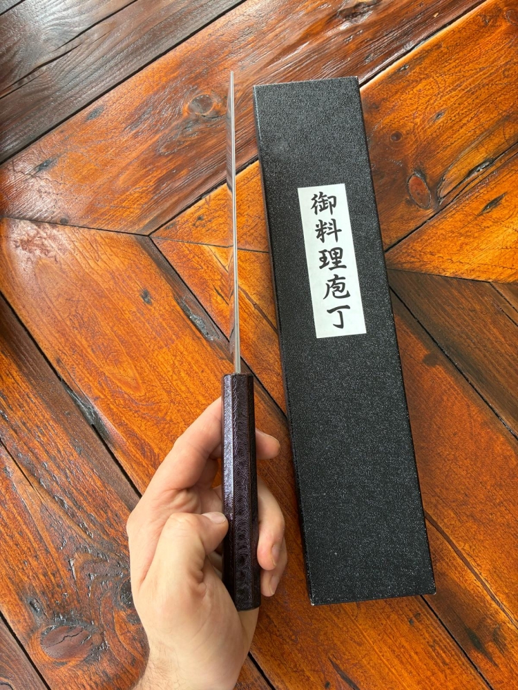 Tsunehisa Nakiri - 165mm White #1 SS Clad  urushi laquered handle