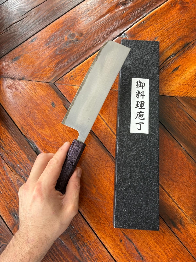 Tsunehisa Nakiri - 165mm White #1 SS Clad  urushi laquered handle