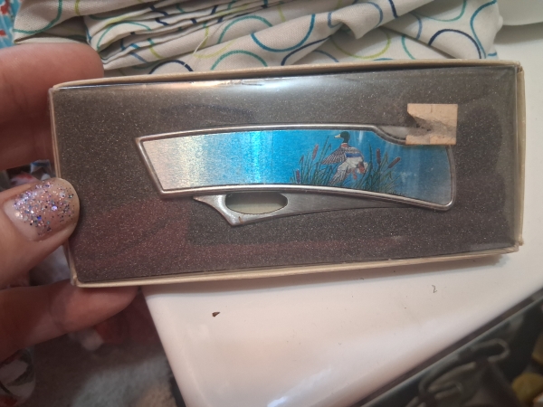 1980s Taylor USA Pam Essex Mallard wildlife art pocket knife