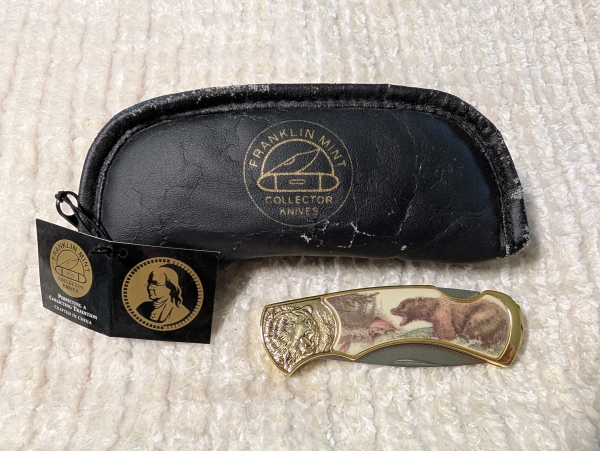 Franklin Mint Grizzly Bear Folding Knife 