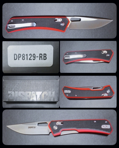 Dispatch DP8129-RB D2 steel, red & black G10 scales, axis lock