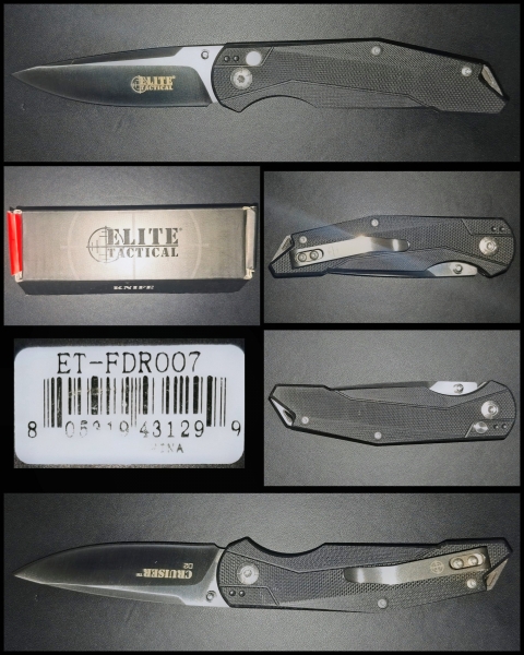 (BNIB) Elite Tactical Cruiser (ET-FDR007) D2, Button Lock, G10 Scales