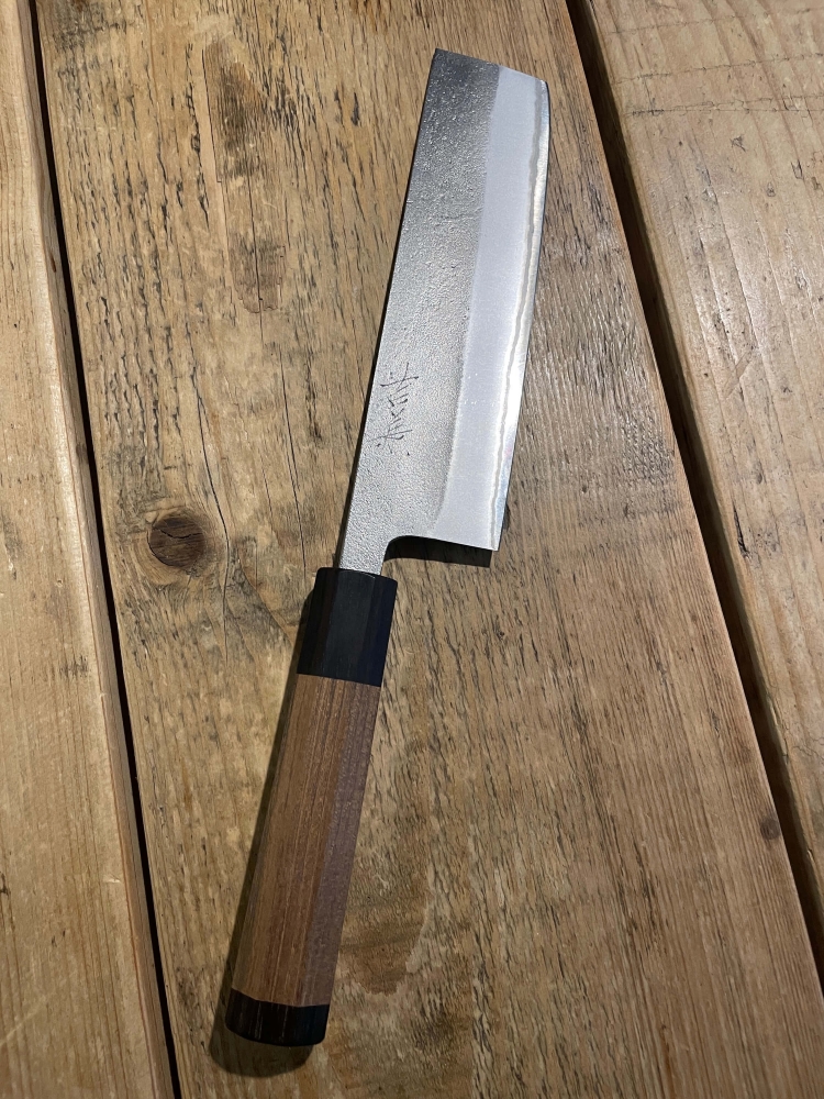 Yoshikane Shirogami #2 Nashiji Nakiri 165mm Enju/Ebony Handle