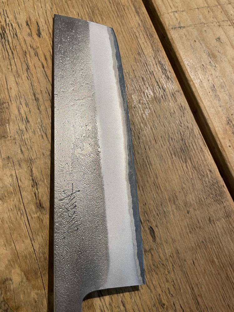 Yoshikane Shirogami #2 Nashiji Nakiri 165mm Enju/Ebony Handle