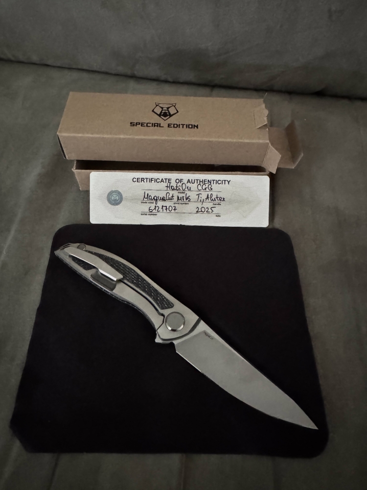 Shirogorov and CRK Collaboration HatiOn CGG - MagnaCut Blade - Titanium/Black Alutex Handle - MRBS