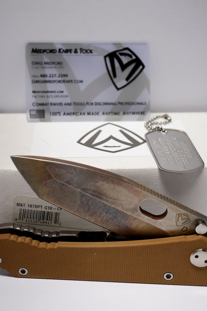 Medford 187DPT with drop point tanto blade of D2 steel