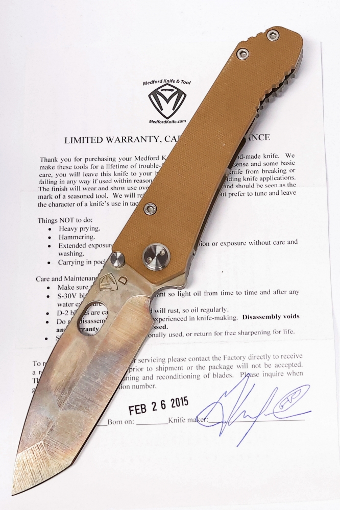 Medford 187DPT with drop point tanto blade of D2 steel