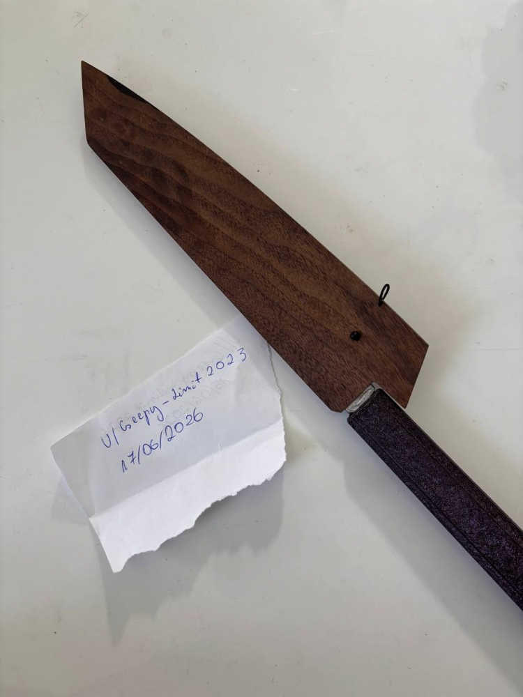 Marek He 215mm Elmax Kiritsuke gyuto + walnut saya