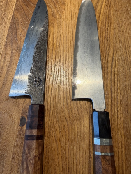 Tetsujin metal flow b2 240 + Lucid wrought iron sheffcut core gyuto