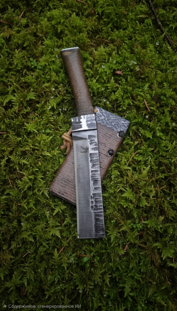 Handmade Japanese Style Nata Tool - 80CrV2 Carbon Steel Bushcraft Cleaver. Rustic Survival Hatchet, Jut Micarta & Ash Wood Sheath. Outdoor Picnic Machete