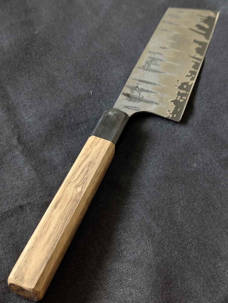 Aogami 2 San Mai ko-nakiri with tamarisk and hornet's nest handle.