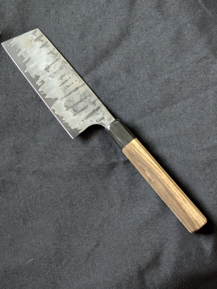 Aogami 2 San Mai ko-nakiri with tamarisk and hornet's nest handle.