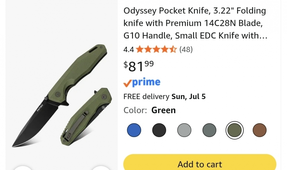 Fintiso \"Odyssey\" (FHW-2023-010-1) Flipper/Liner Lock, 14C28N Steel Clip Point Blade, OD Green G10 Scales