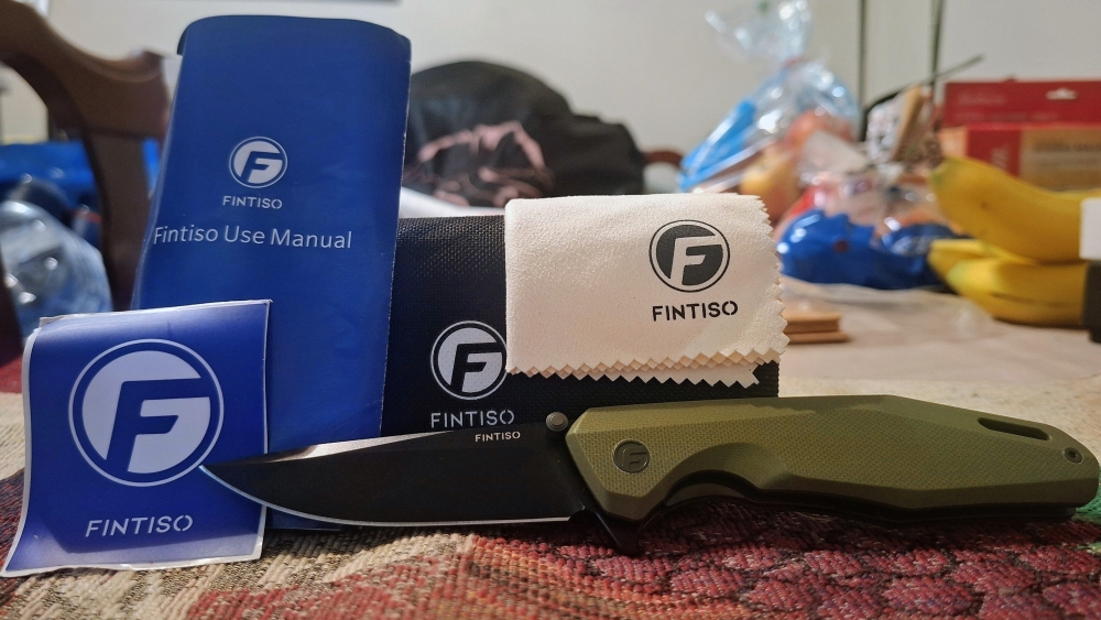 Fintiso \"Odyssey\" (FHW-2023-010-1) Flipper/Liner Lock, 14C28N Steel Clip Point Blade, OD Green G10 Scales