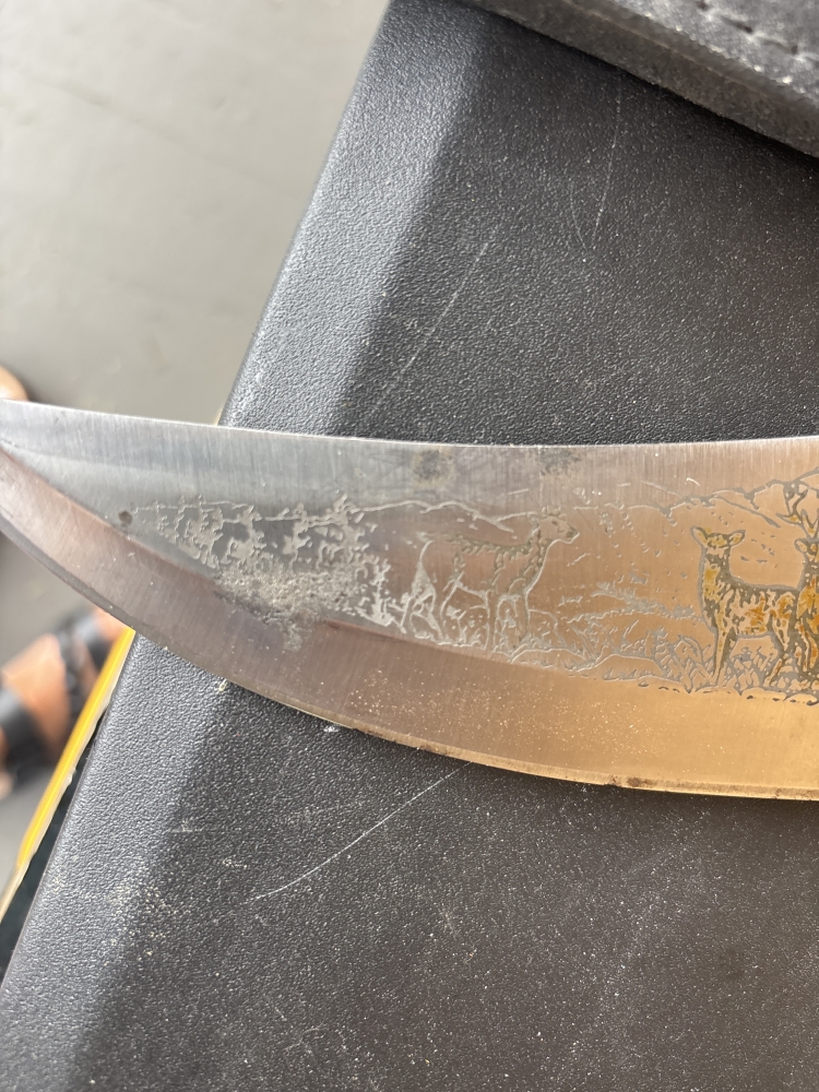 Deer picture inlay 10” Bowie knife