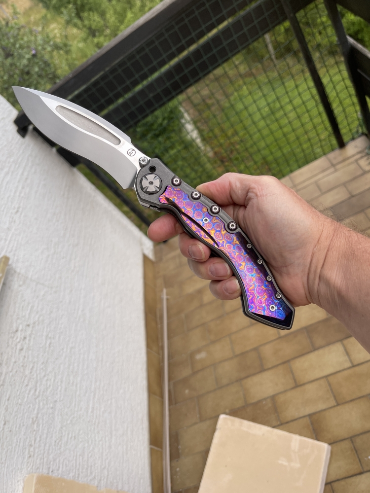 MaxAce Vortex CPM 3V Titanium with Timascus inlay 
