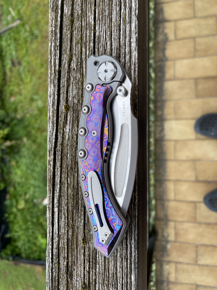 MaxAce Vortex CPM 3V Titanium with Timascus inlay 