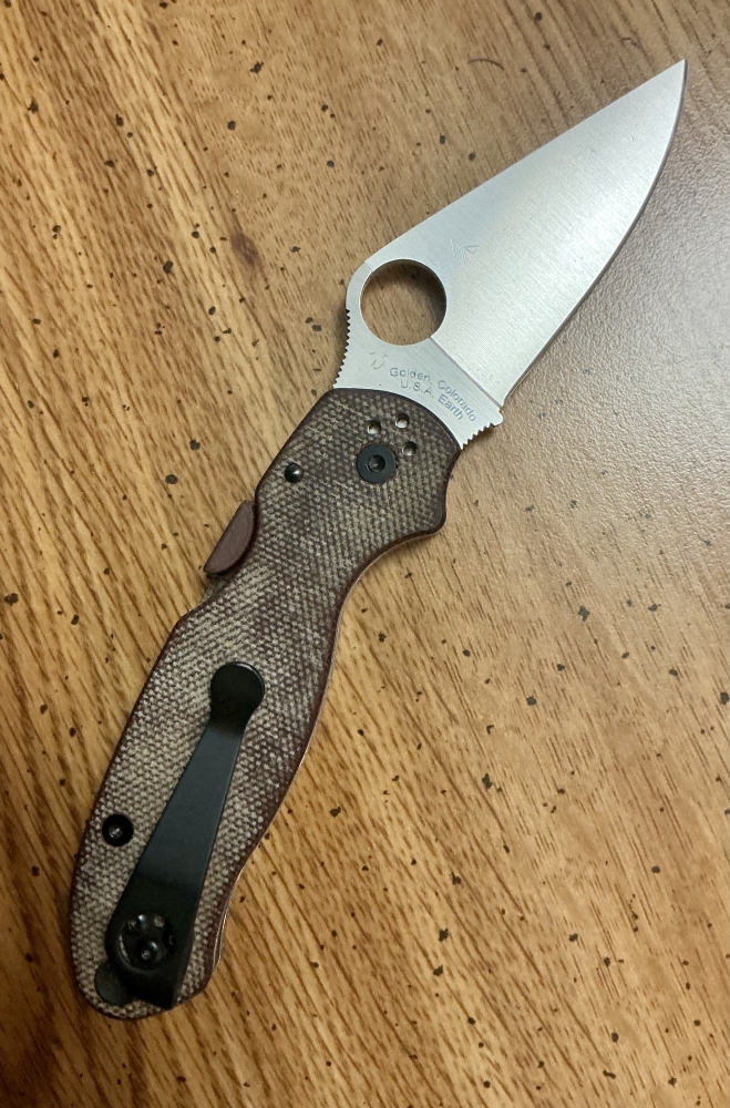 Spyderco Para 3 Brown Canvas Micarta with Cru-Wear Steel Blade