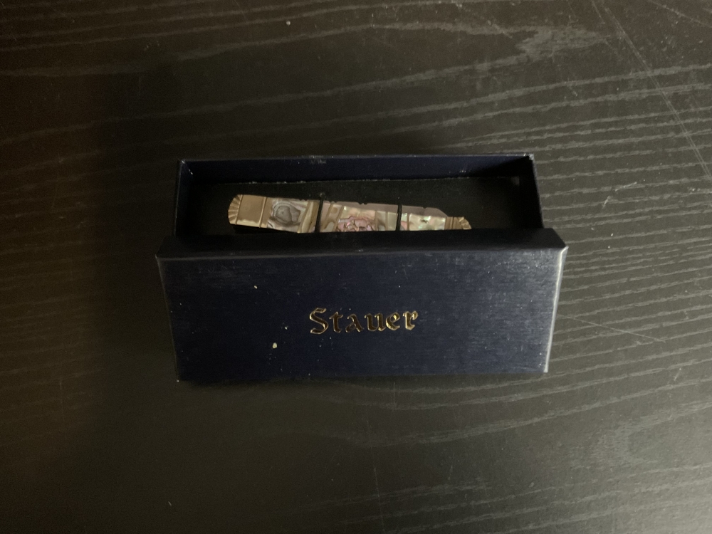 Stauer Abalone Handle 2-Blade Folding Pocket Knife w/ Gift Box