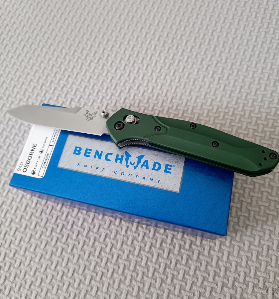Benchmade 940 Osborne (BE940) | Green Aluminum | Reverse-tanto