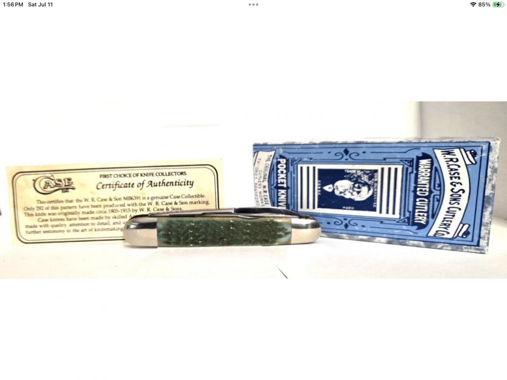 1990 Case XX Classic MB6391 Limited Green Bone Whittler Pocket Knife BOX&COA