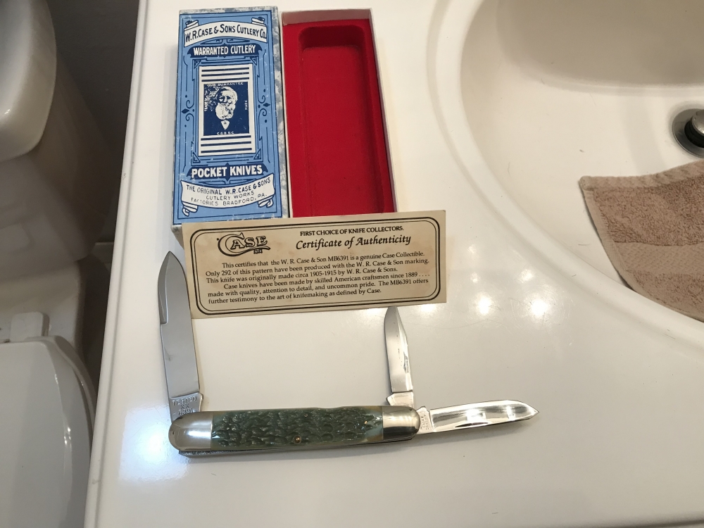 1990 Case XX Classic MB6391 Limited Green Bone Whittler Pocket Knife BOX&COA