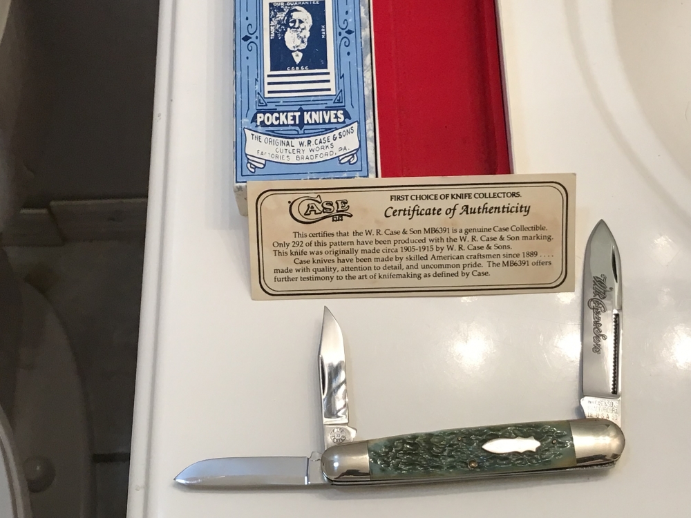 1990 Case XX Classic MB6391 Limited Green Bone Whittler Pocket Knife BOX&COA