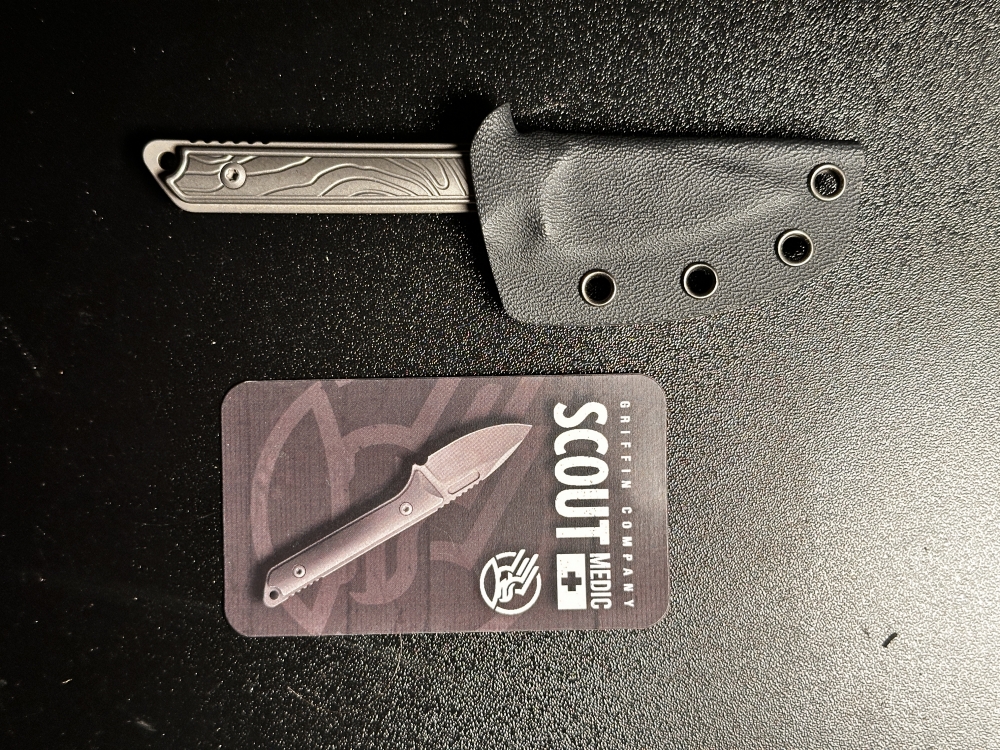 Griffin Co. Scout Medic Topo milled Titanium Scales New-Unused Still In Box