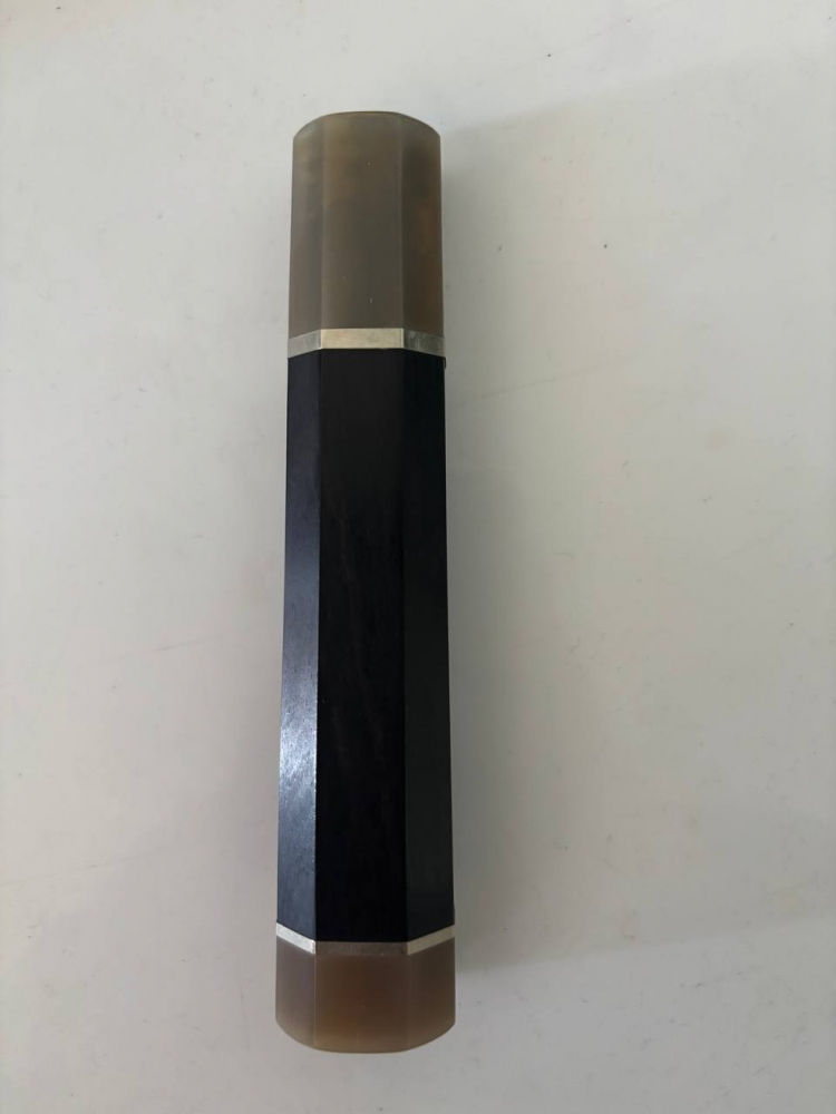 Ebony WA handle with Water Buffalo Horn Bolster for 240mm Gyuto with silver spacers