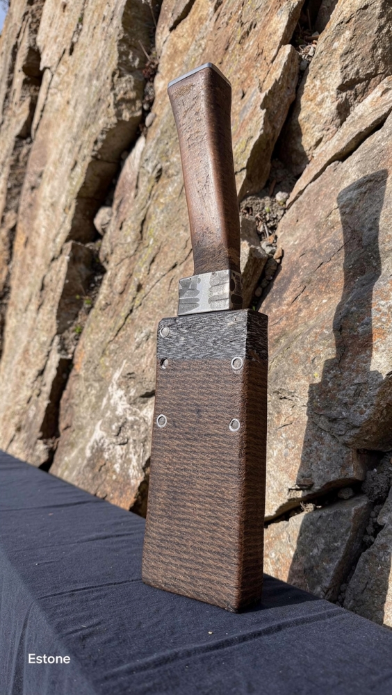 Handmade Japanese Style Nata Tool - 80CrV2 Carbon Steel Bushcraft Cleaver. Rustic Survival Hatchet, Jut Micarta & Ash Wood Sheath. Outdoor Picnic Machete
