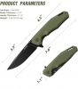 Fintiso \"Odyssey\" (FHW-2023-010-1) Flipper/Liner Lock, 14C28N Steel Clip Point Blade, OD Green G10 Scales
