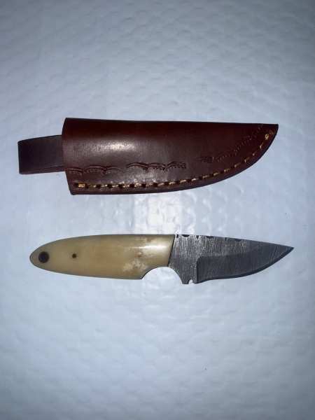 Handmade Damascus Steel Knife - Camel Bone Handle