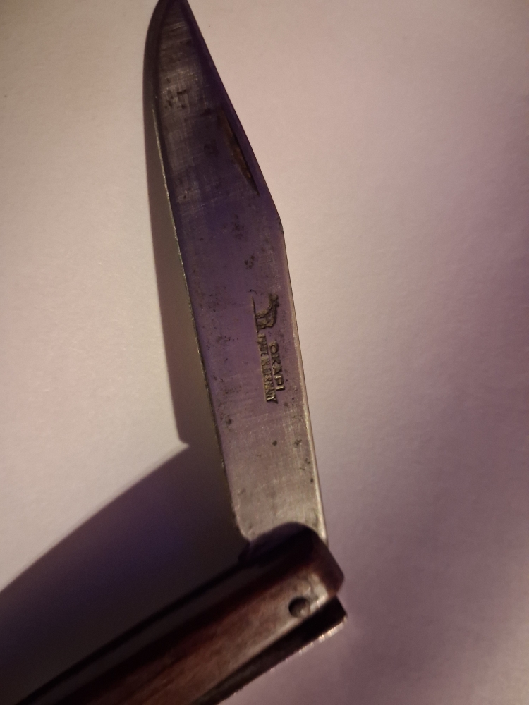 Vintage German OKAPI wooden handled folding knife