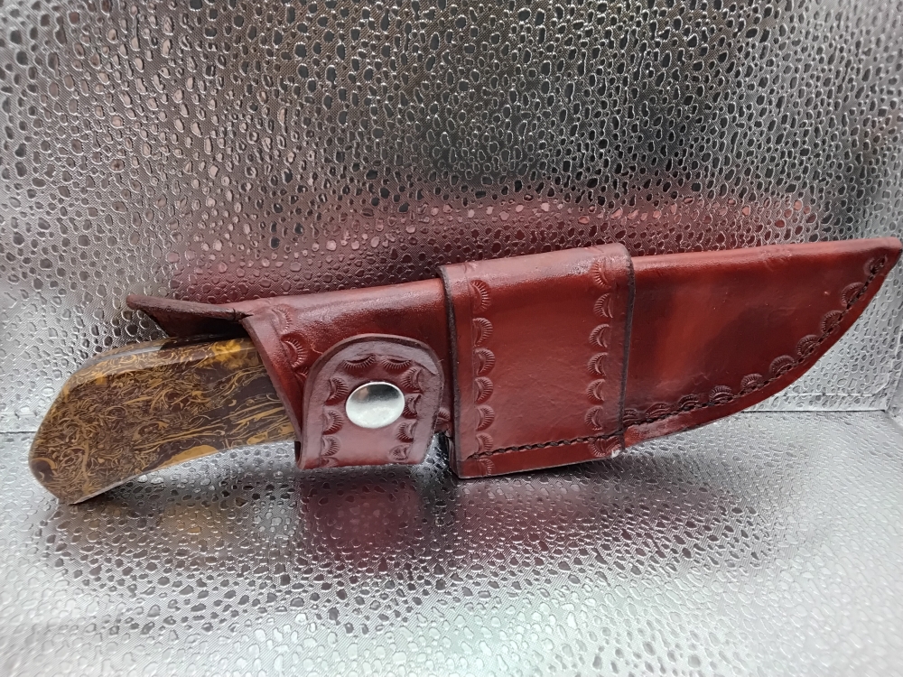  Drop Point Damascus Script Stone