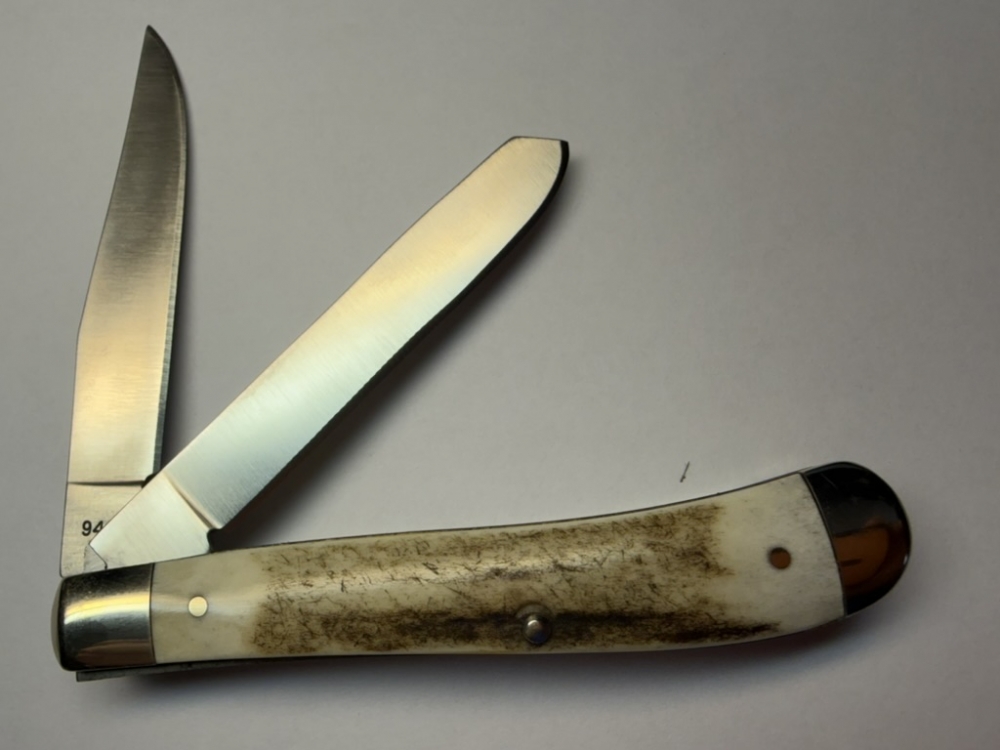 Schrade USA Old Timer 94ST Gunstock Trapper - Factory-Built Genuine Stag Handles