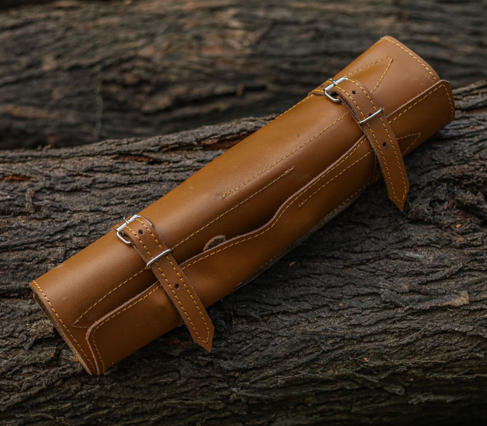 Hand Forged Carbon Steel Chef Knife Set, 5 Piece Butcher Knives with Leather Roll Bag