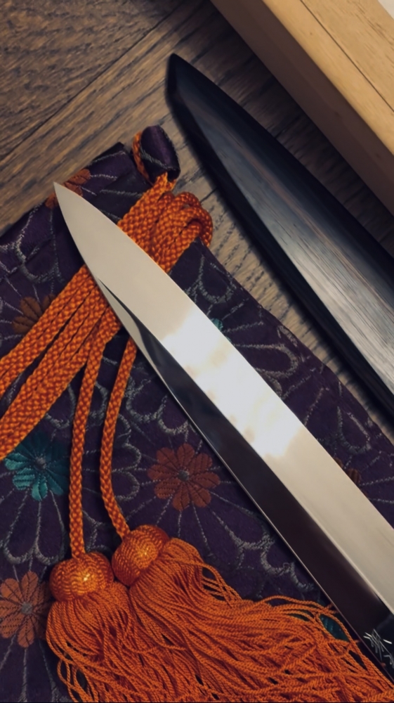 Togashi Mizu Honyaki Yanagiba Blue #2 300mm Mirror Finished