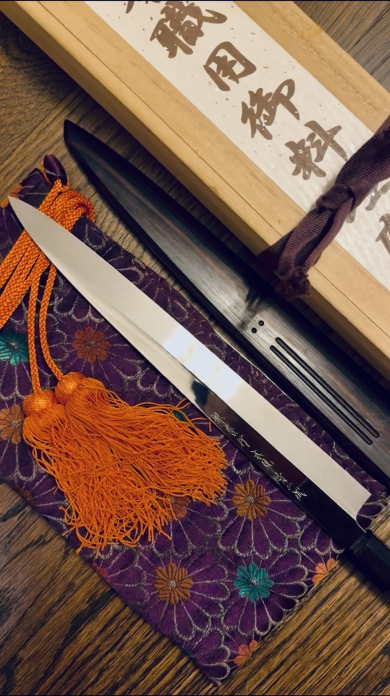 Togashi Mizu Honyaki Yanagiba Blue #2 300mm Mirror Finished