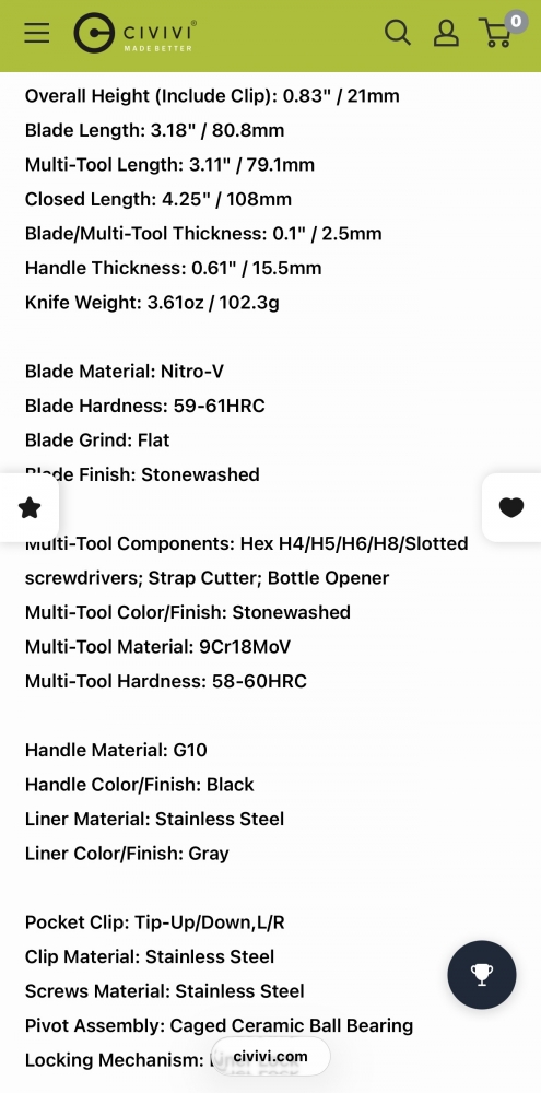 CIVIVI Crit Front Flipper Knife with Multi-tool G10 handle 