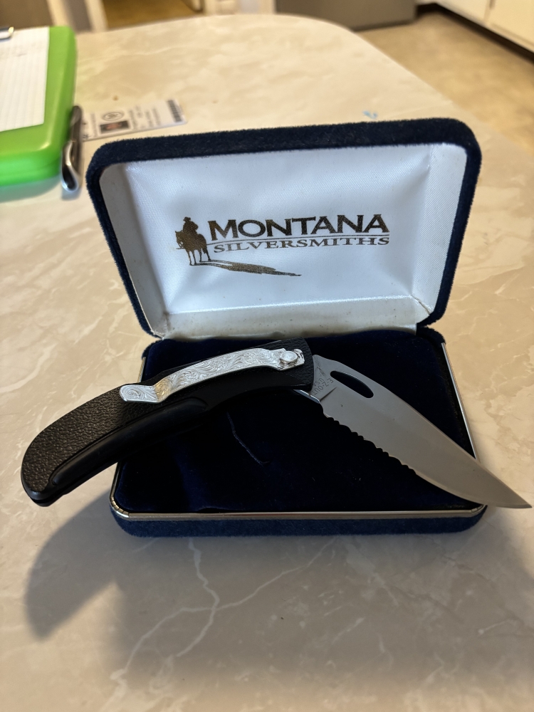 Gerber folding lock blade with Montana Silversmith silver clip 