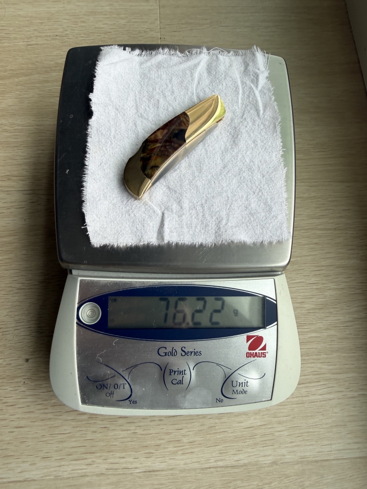 Jack Busfield AKI Custom Solid 18k Gold & Noreena Jasper Lockback Folder (07/01)
