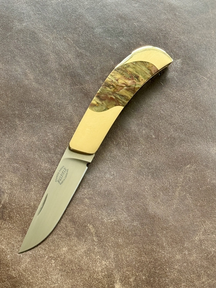 Jack Busfield AKI Custom Solid 18k Gold & Noreena Jasper Lockback Folder (07/01)