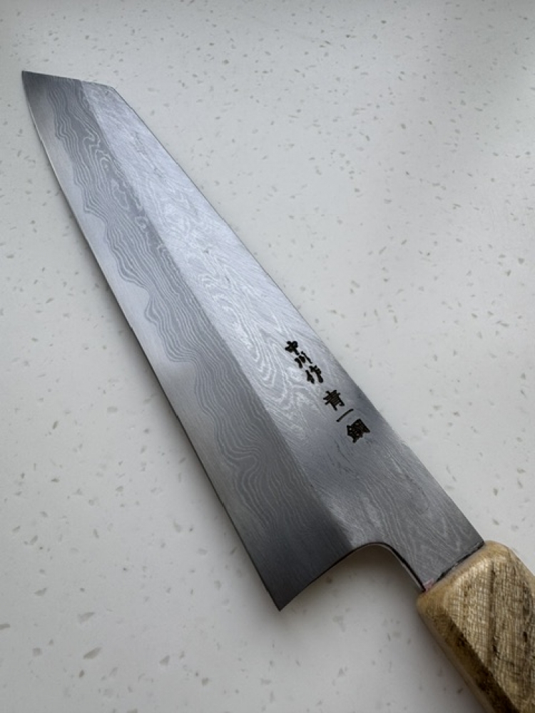 Hastukokoro Nakagawa Blue 1 Damascus 210mm Kiritsuke Gyuto