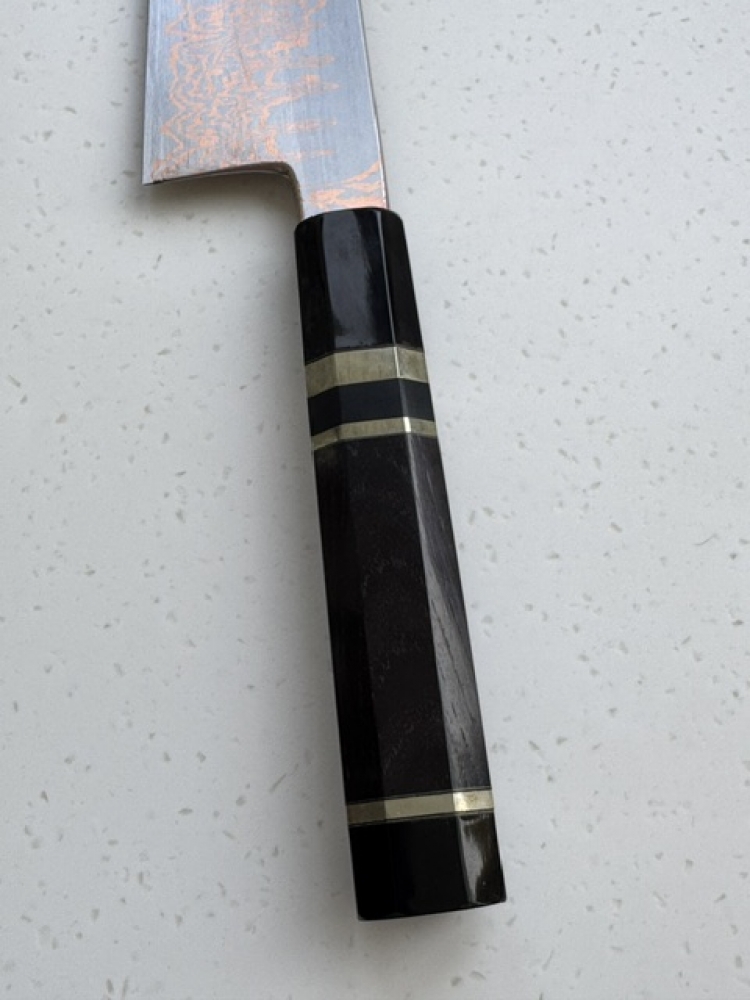 Hatsukokoro Yorokobi SLD Copper Suminagashi Gyuto 240 mm