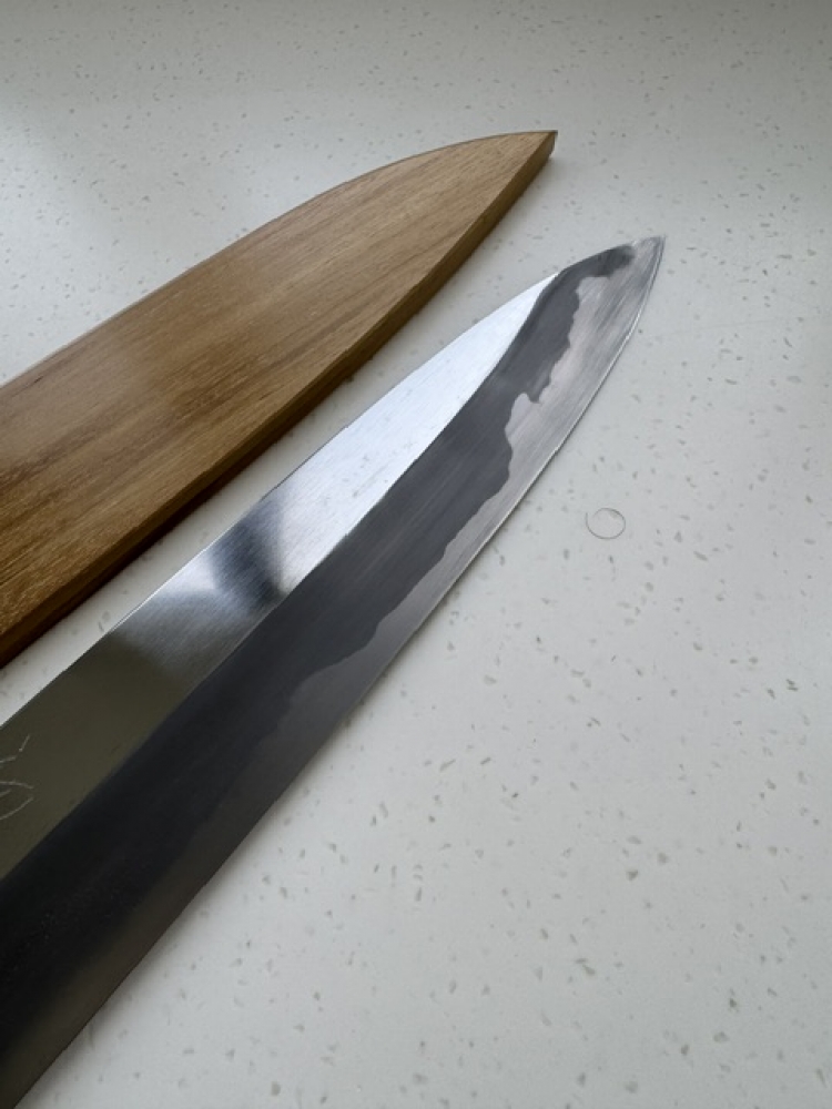Hatsukokoro Komorebi Blue 2 240mm Gyuto Wide Bevel w/saya